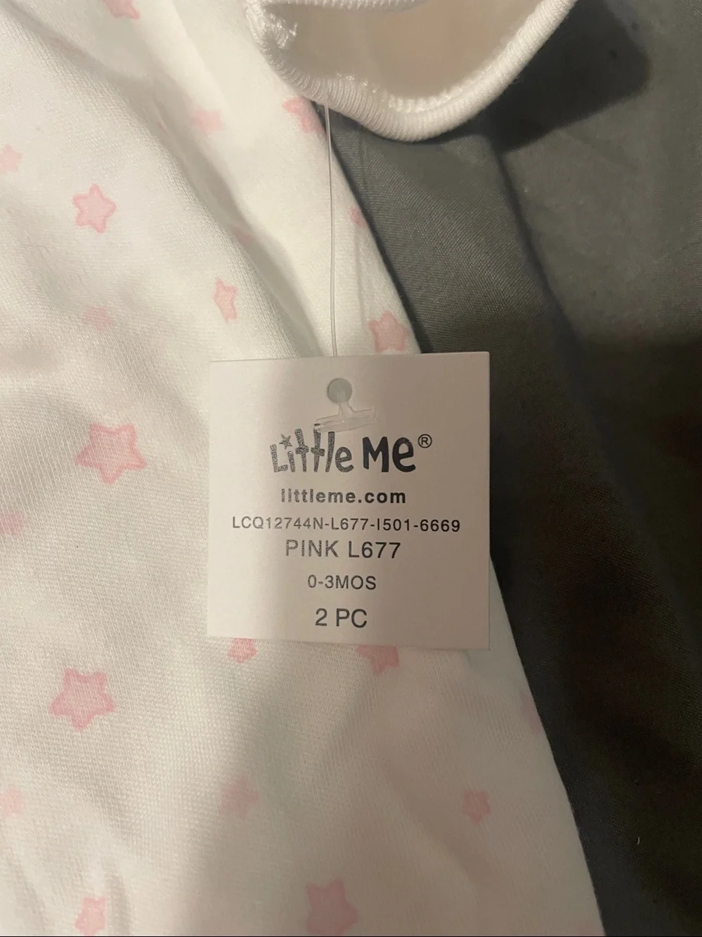 Little Me White Infant Gown with Pink Star Accents